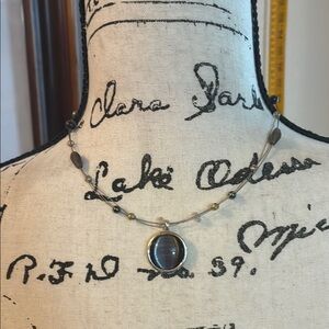 Elegant Silver and Black Pendant Necklace Marked NY